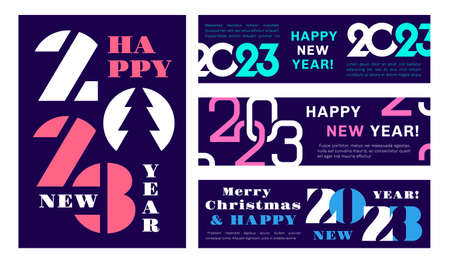 Modern 2023 brochures. New year numbers, event corporate posters and banners. Business templates,...