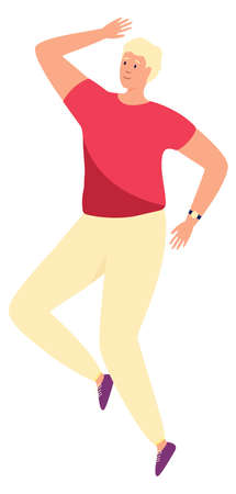 Happy young man jumping. Joyful person character