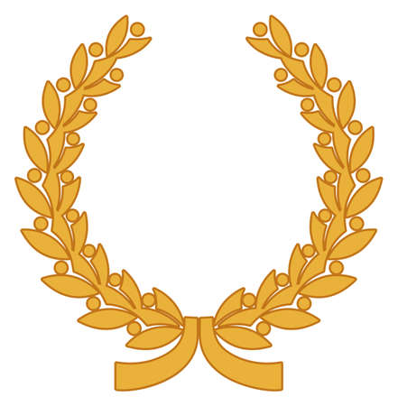 Honor badge frame. Golden laurel wreath badgeのイラスト素材