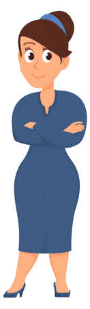 Pretty young woman in blue dress. Smiling person