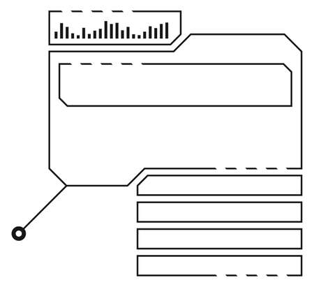Digital interface black line element. Cyberpank hudのイラスト素材