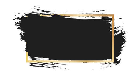 Golden frame with grunge ink stain. Luxury decorative shapeのイラスト素材