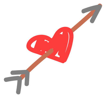 Heart with arrow. Hand drawn cupid symbol. Love doodleのイラスト素材