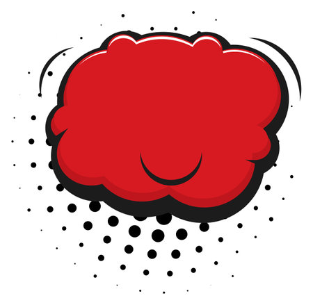 Red comic cloud with halftone shadow. Blank templateのイラスト素材