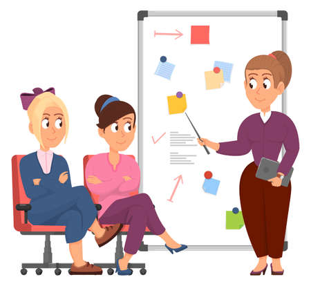 Female manager explaining team strategy to employeesのイラスト素材
