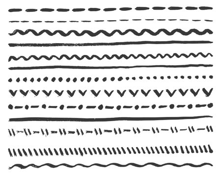 Decorative ink dividers. Hand drawn marker sketchのイラスト素材