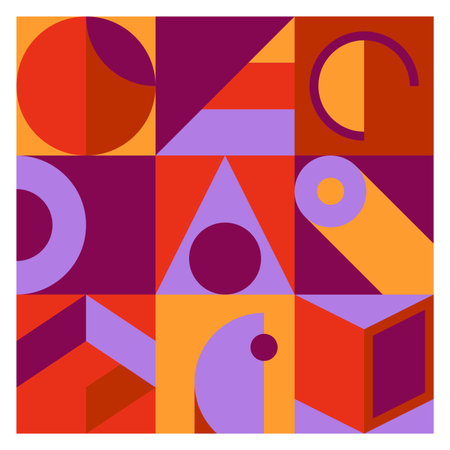 Retro bauhaus style blocks. Geometric pattern printのイラスト素材