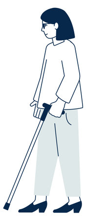 Blind person. Woman in sunglasses and walking caneのイラスト素材