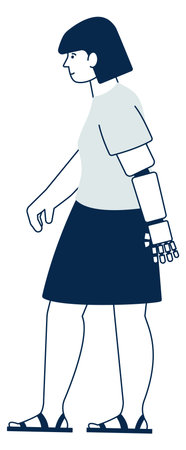 Young woman with prosthetic arm. Articial hand personのイラスト素材
