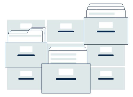 File cabinet with paper folders. Document archive iconのイラスト素材