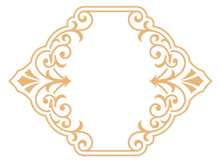 Golden vintage monogram frame. Decorative flourish borderのイラスト素材