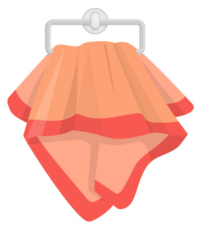 Hanging towel. Cartoon washcloth. Fluffy fabric iconのイラスト素材