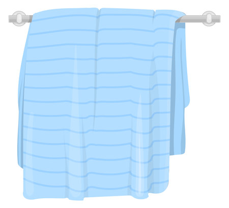 Hand towel hanging on rack. Cartoon striped clothのイラスト素材