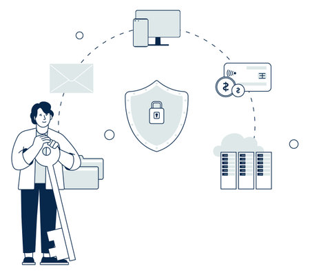 Cyber security concept. Data protection. Database safetyのイラスト素材
