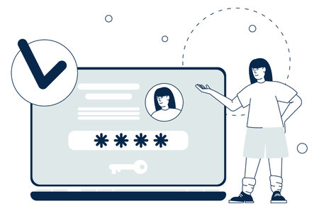 Personal security on laptop screen. Password protection concept