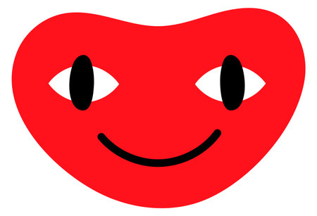 Funny red face icon. Retro smiling emoticonのイラスト素材