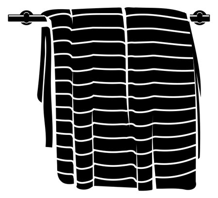 Black towel silhouette. Handcloth hanging. Fabric iconのイラスト素材