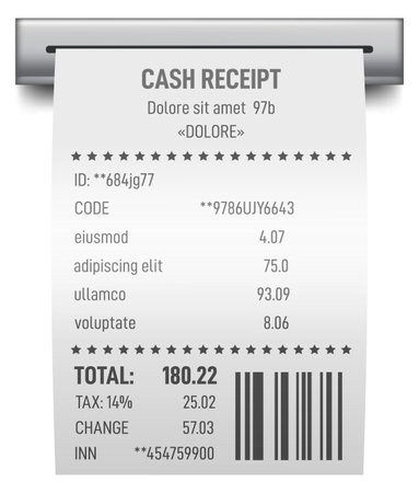 Cash receipt mockup. Realistic paper check billのイラスト素材