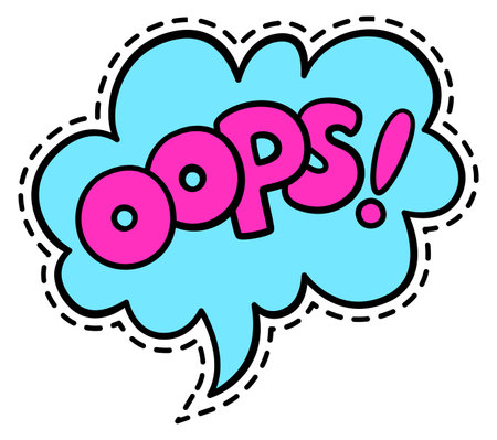 Oops cloud sticker. Chat message in pop art styleのイラスト素材