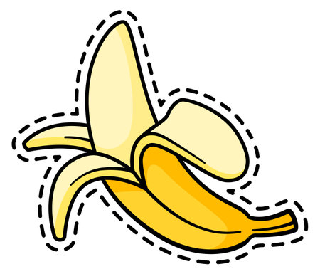 Peeled banana sticker. Comic pop art badgeのイラスト素材