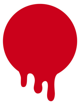 Dripping red paint circle. Blank decorativeのイラスト素材