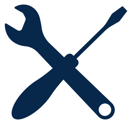 Crossed hand tools icon. Wrench and screwdriver symbolのイラスト素材