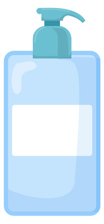 Plastic pump bottle. Blue liquid dispenser iconのイラスト素材