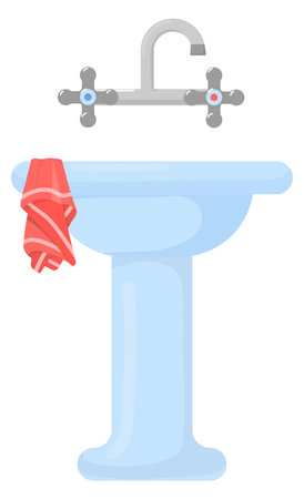 Basthroom sink and water tap. Hand washing furnitureのイラスト素材