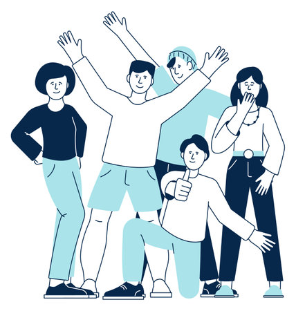 Friendship icon. Happy young people together. Friends meetingのイラスト素材