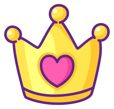 Cute princess crown with heart sign color iconのイラスト素材