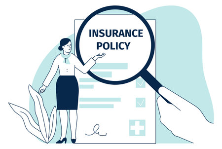 Insurance policy icon. Consultant explain paper documentのイラスト素材