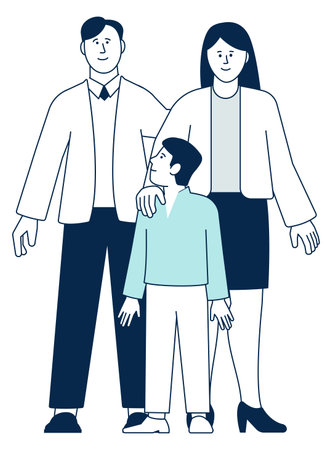 Parents and son icon. Happy family portraitのイラスト素材