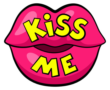 Kiss me woman mouth. Sexy lips stickerのイラスト素材
