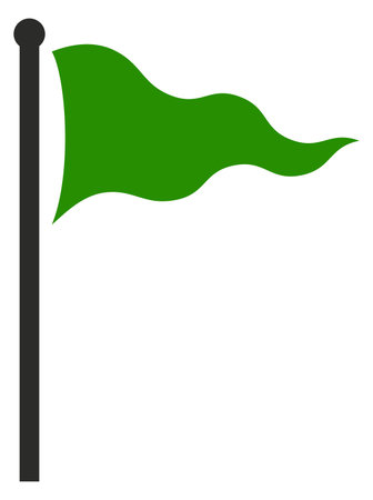 Green triangular flag icon. Color start symbolのイラスト素材