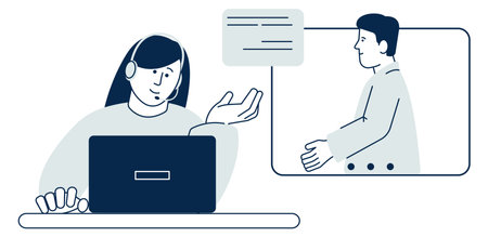 Online assistance. Client support chat. Consulting iconのイラスト素材