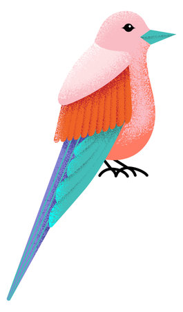 Tropical bird. Colorful winged animal. Stylized faunaのイラスト素材