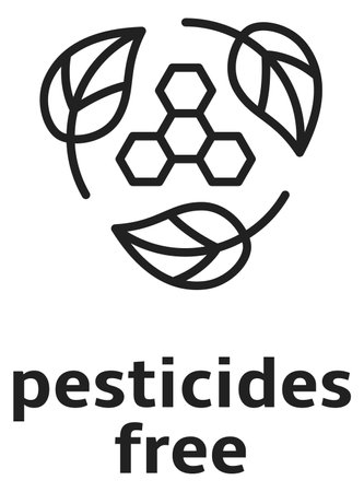 Pesticides free label. No chemicals sign. Natural productのイラスト素材