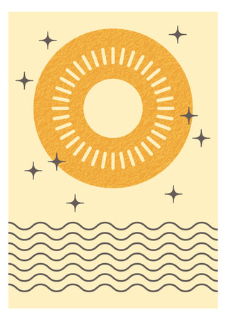 Bohemian retro poster. Vintage esoteric art bannerのイラスト素材