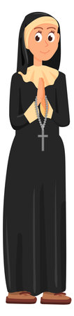 Nun character. Woman in catholic sister clothes. Religious personのイラスト素材