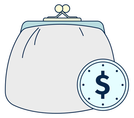 Money purse icon. Bag with coins. Financial savingsのイラスト素材