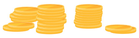 Golden coin stacks. Money cash cartoon iconのイラスト素材