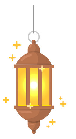 Eastern lantern icon. Yellow decorative traditional lightのイラスト素材