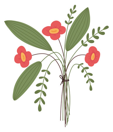 Wild flowers bouquet icon. Fresh natural flowersのイラスト素材