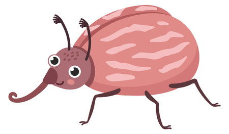 Funny bedbug character. Happy smiling face insectのイラスト素材