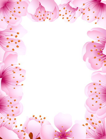 Japanese floral card template. Sakura flowers backgroundのイラスト素材