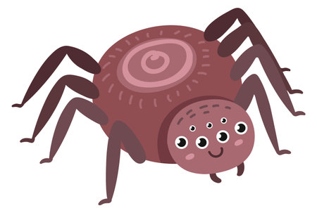 Spider with happy face. Cute cheerful insect characterのイラスト素材