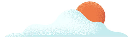 Cloud and sun textured icon. Cloudy weather symbol