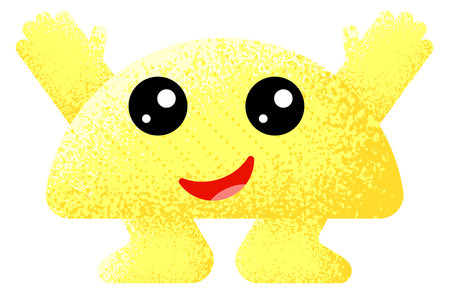 Happy textured shape mascot. Funny geometric characterのイラスト素材