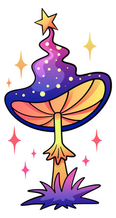 Fantasy mushroom. Magic forest plant. Witchcraft symbolのイラスト素材