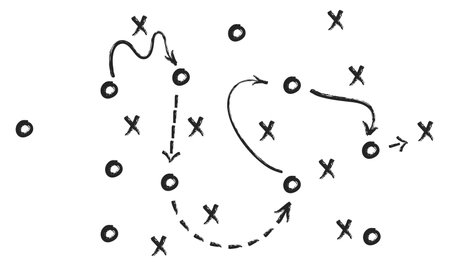 Tactic plan. Hand drawn strategy scheme sketchのイラスト素材